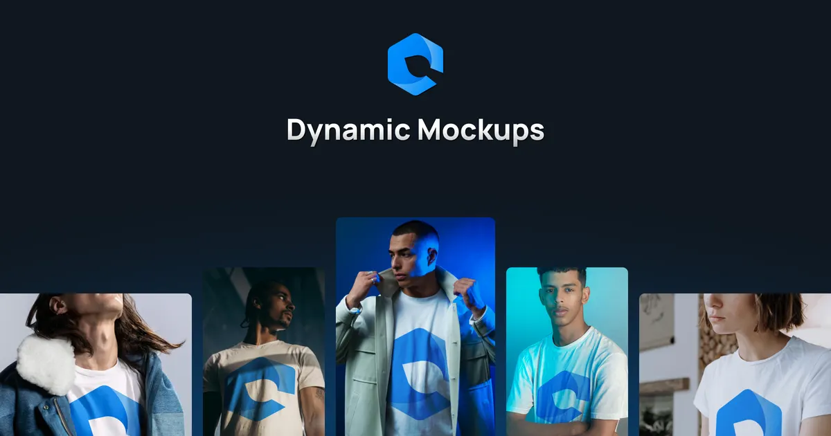 Dynamic Mockups homepage hero promoting an API for automated mockup rendering