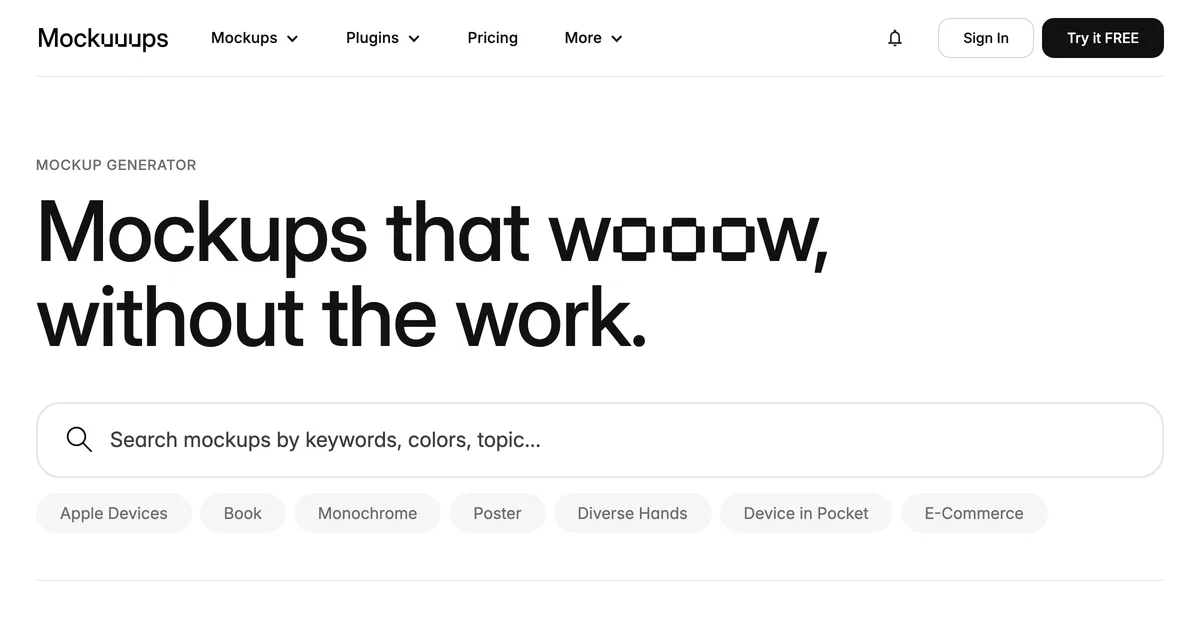 Mockuuups Studio homepage hero showing its mockup library